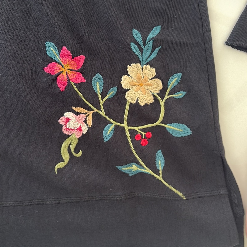 NWT Johnny Was Black Top with Pink Floral Embroidery - Picture 4 of 7